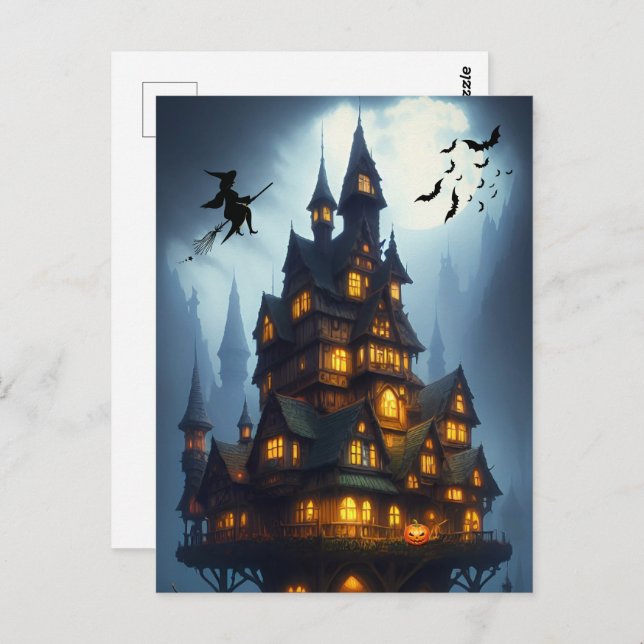 Scary Halloween Witch Castle  Postcard (Front/Back)