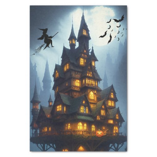 Scary Halloween Witch Castle  Tissue Paper