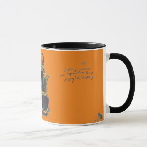 Scary Halloween Witch Cat Frog Kettle Brew Design Mug