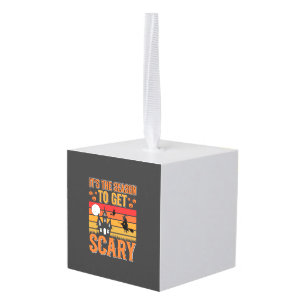 Scary Halloween Witch Haunted House Design_1 Cube Ornament