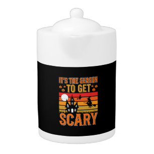 Scary Halloween Witch Haunted House Design_1 Teapot
