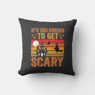 Scary Halloween Witch Haunted House Design_1 Throw Pillow