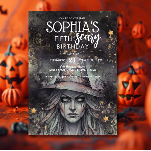 Scary Halloween witch kids birthday Invitation