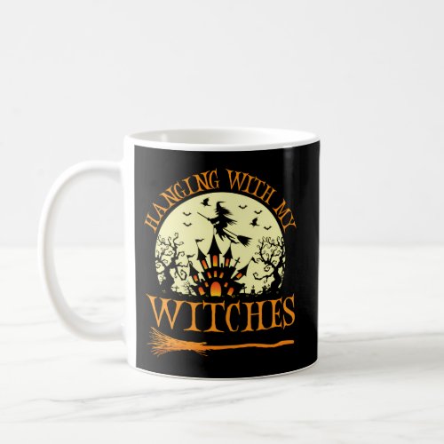 Scary Halloween With Witch Witch Broom Bat Coffee Mug