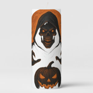 Scary Halloween Wizard – Creepy Hooded Skull Pillar Candle
