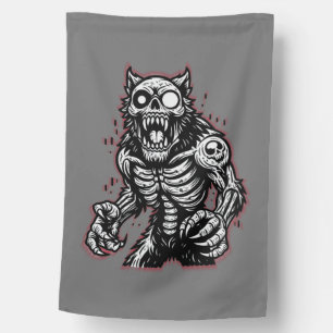 Scary Halloween Zombie Werewolf House Flag