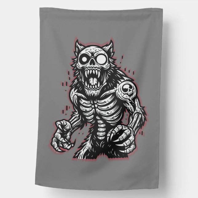 Scary Halloween Zombie Werewolf House Flag (Front)