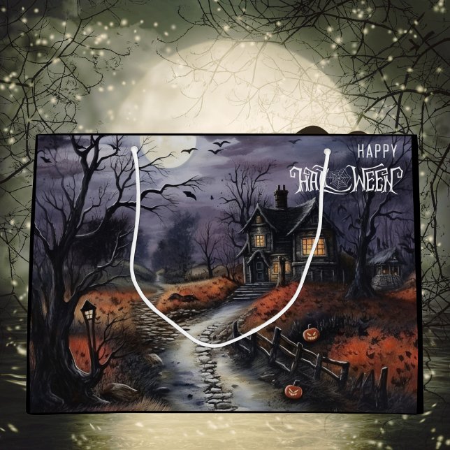 Scary Happy Halloween Haunted House Large Gift Bag (Creator Uploaded)