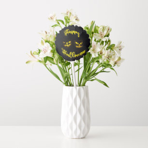 Scary Happy Halloween text Yellow Pumpkin fac Balloon