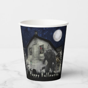 Scary Happy Halloween Werewolf Party Paper Cups