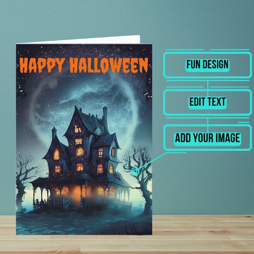 Scary Haunted House Halloween Card