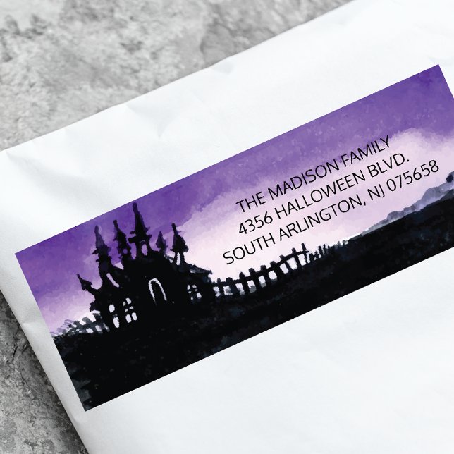 Scary Haunted House Halloween Return Address Label (Creator Uploaded)