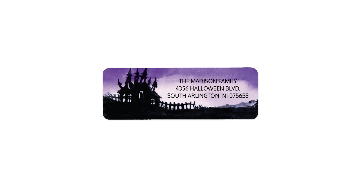 Scary Haunted House Halloween Return Address Label | Zazzle