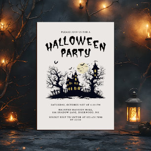 Scary Haunted House Modern Adults Halloween Party Invitation