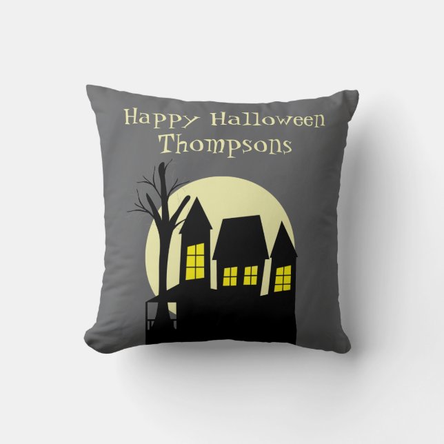Scary Haunted House  Throw Pillow (Front)