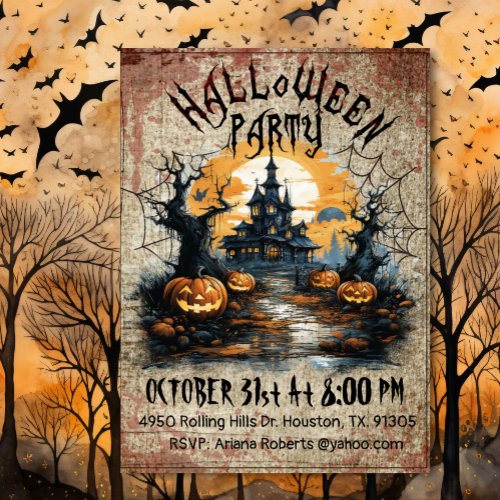 Scary Haunted HouseHalloween Party  Invitation