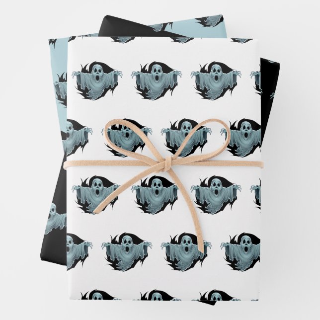 Scary Haunting Ghost Wrapping Paper Sheets (In situ)