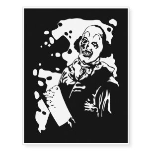 Scary Horror Butcher Clown, Halloween Costume Gift Temporary Tattoos