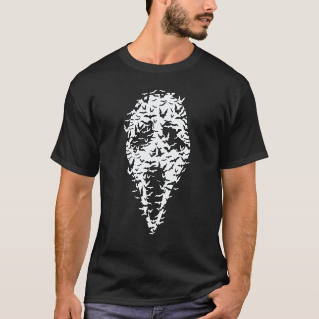 Scary Horror Face Out Of Bats T-Shirt (Front)