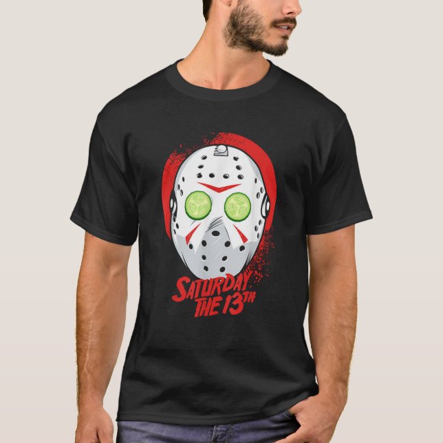 Scary Horror Saturday 13th Funny Halloween Costume T-Shirt (Front)