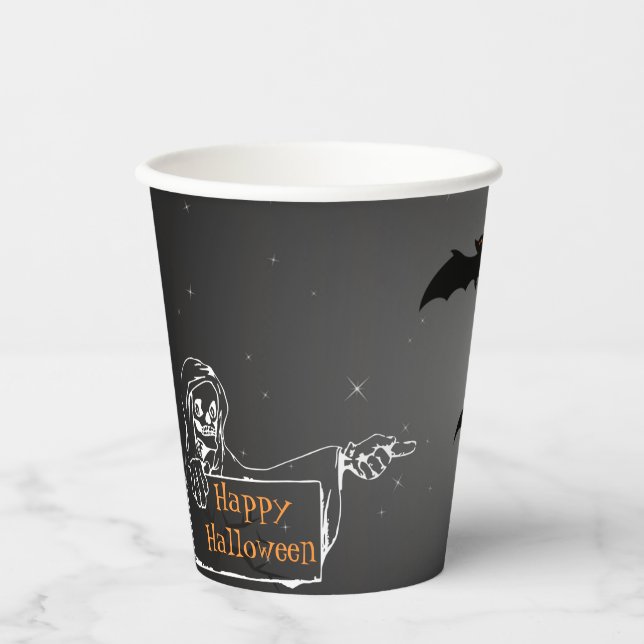 Scary Hunted House Halloween Paper Cup (Front)