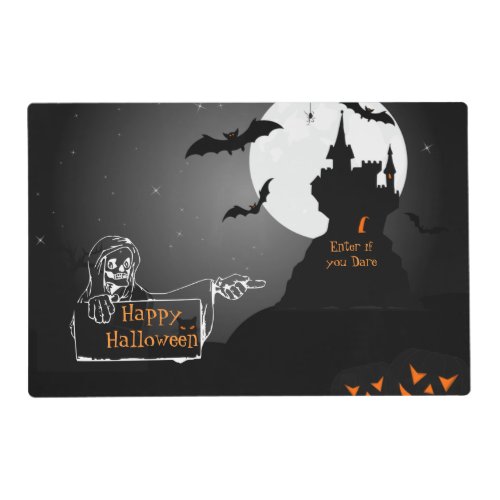 Scary Hunted House Halloween Paper Placemat