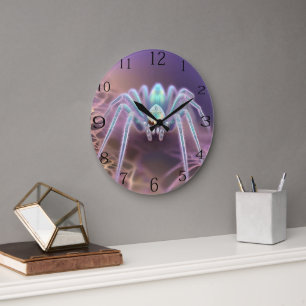 Scary Huntsman 3D Fractal Art Spider, Large Clock