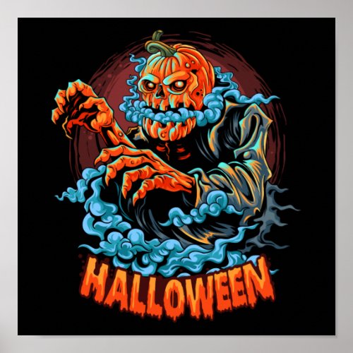 Scary Jack_o_lantern Bubbling Head Poster