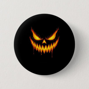 Scary Jack O Lantern Carved Pumpkin Face Halloween Button