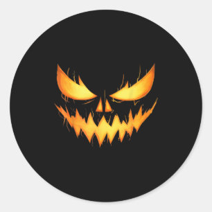 Scary Jack O Lantern Carved Pumpkin Face Halloween Classic Round Sticker