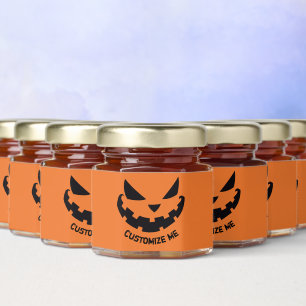 Scary Jack O Lantern Custom Halloween Party Honey Jar Favors