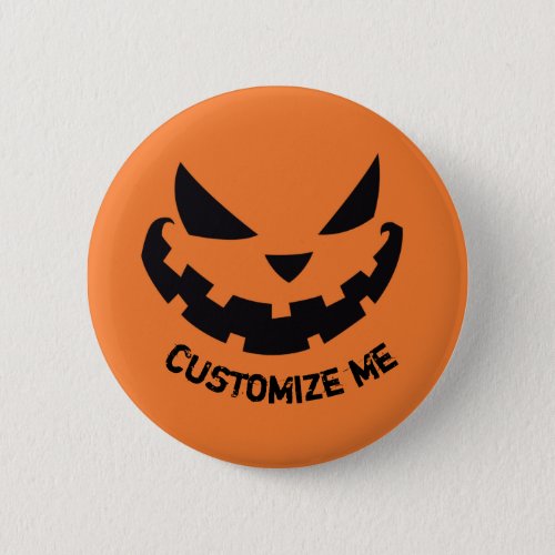 Scary Jack O Lantern Custom Orange Halloween Party Button