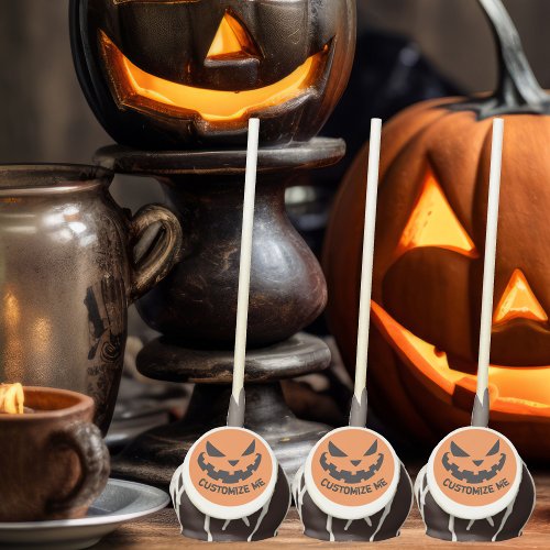 Scary Jack O Lantern Custom Orange Halloween Party Cake Pops