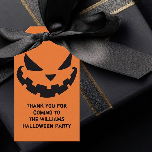 Scary Jack O Lantern Custom Orange Halloween Party Gift Tags