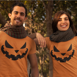 Scary Jack O Lantern Custom Orange Halloween Party T-Shirt