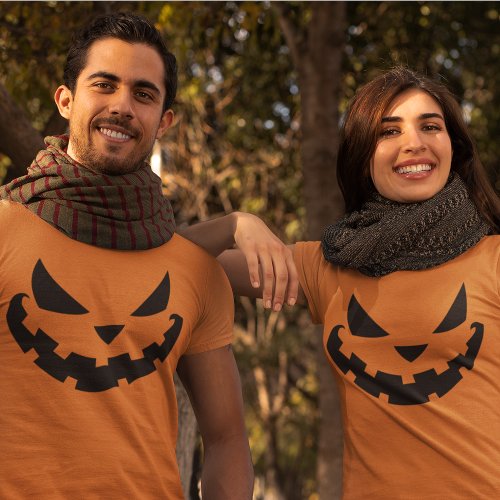 Scary Jack O Lantern Custom Orange Halloween Party T_Shirt