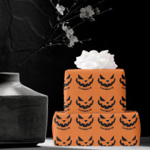 Scary Jack O Lantern Custom Orange Halloween Party Wrapping Paper