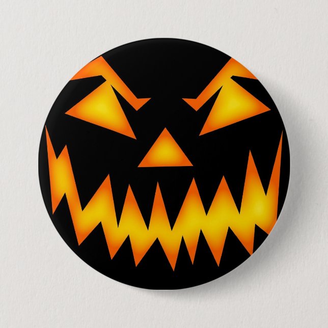 Scary Jack O Lantern Face Button (Front)