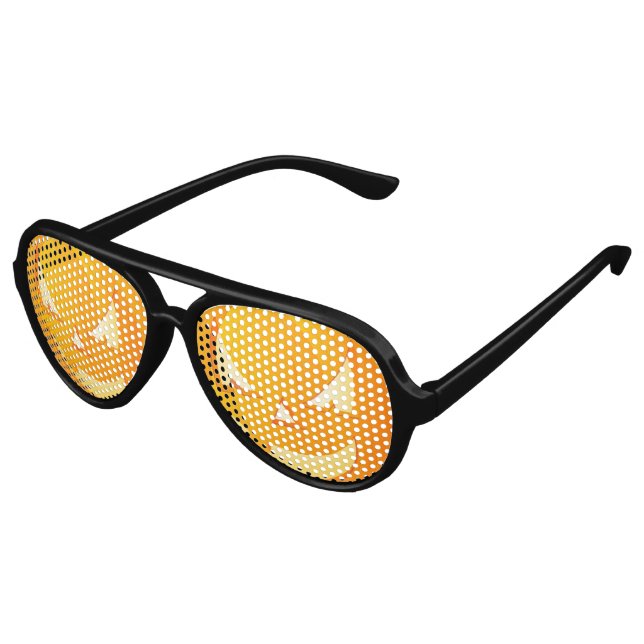 Scary Jack o Lantern Face Halloween Aviator Sunglasses (Angled)