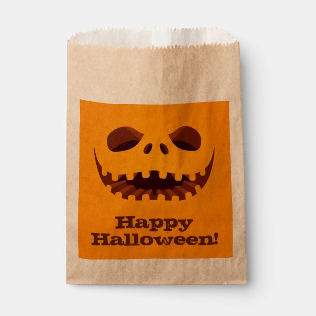 Scary Jack o' Lantern Face Halloween Favor Bag (Front)