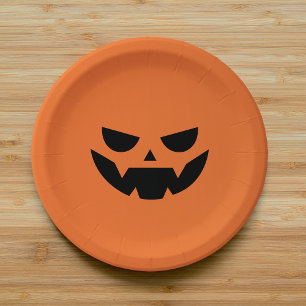 Scary Jack O Lantern Face Halloween Paper Plates