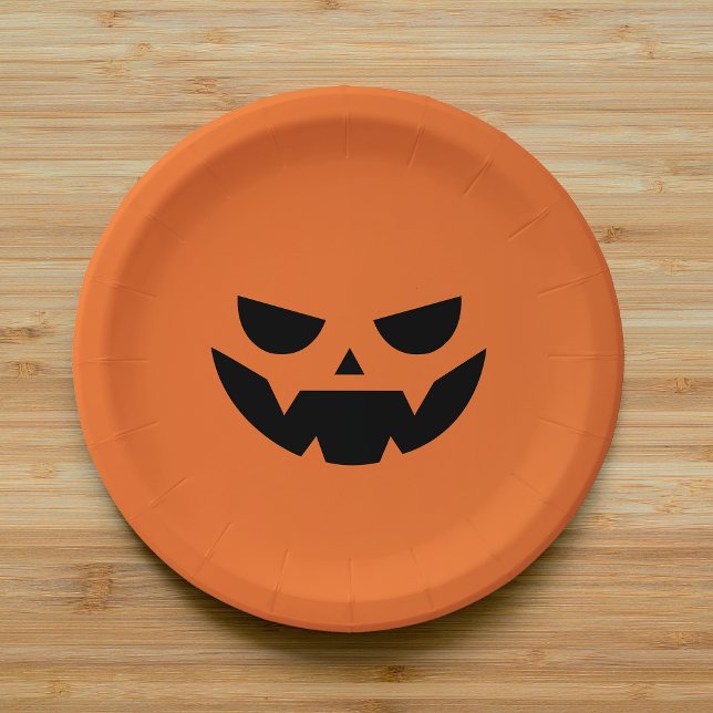 Scary Jack O Lantern Face Halloween Paper Plates (Creator Uploaded)