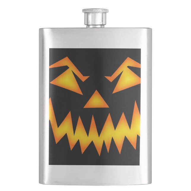 Scary Jack O Lantern Face Hip Flask (Front)