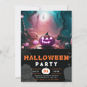 Scary Jack-O' Lantern Forest Halloween Invitation