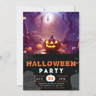 Scary Jack-O' Lantern Forest Halloween Invitation