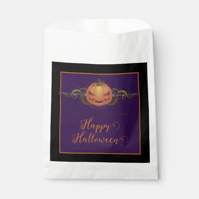 Scary Jack-o-Lantern Halloween | Black Favor Bag (Front)