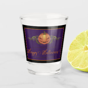 Scary Jack-o-Lantern Halloween Black Shot Glass