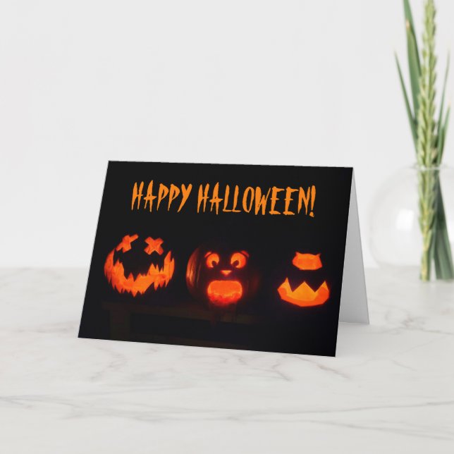 Scary Jack-o'-Lantern Halloween Card (Front)