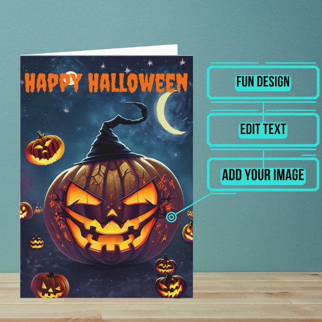 Scary Jack-o'-lantern Halloween Card (Send a special greeting to a friend at Halloween with this fun card.)