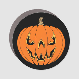 Scary Jack-o'-Lantern Halloween Design Car Magnet
